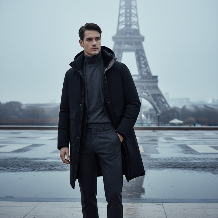 Claire Mode | Giacca Uomo con Cappuccio – Cappotto Lungo Imbottito in Cotone