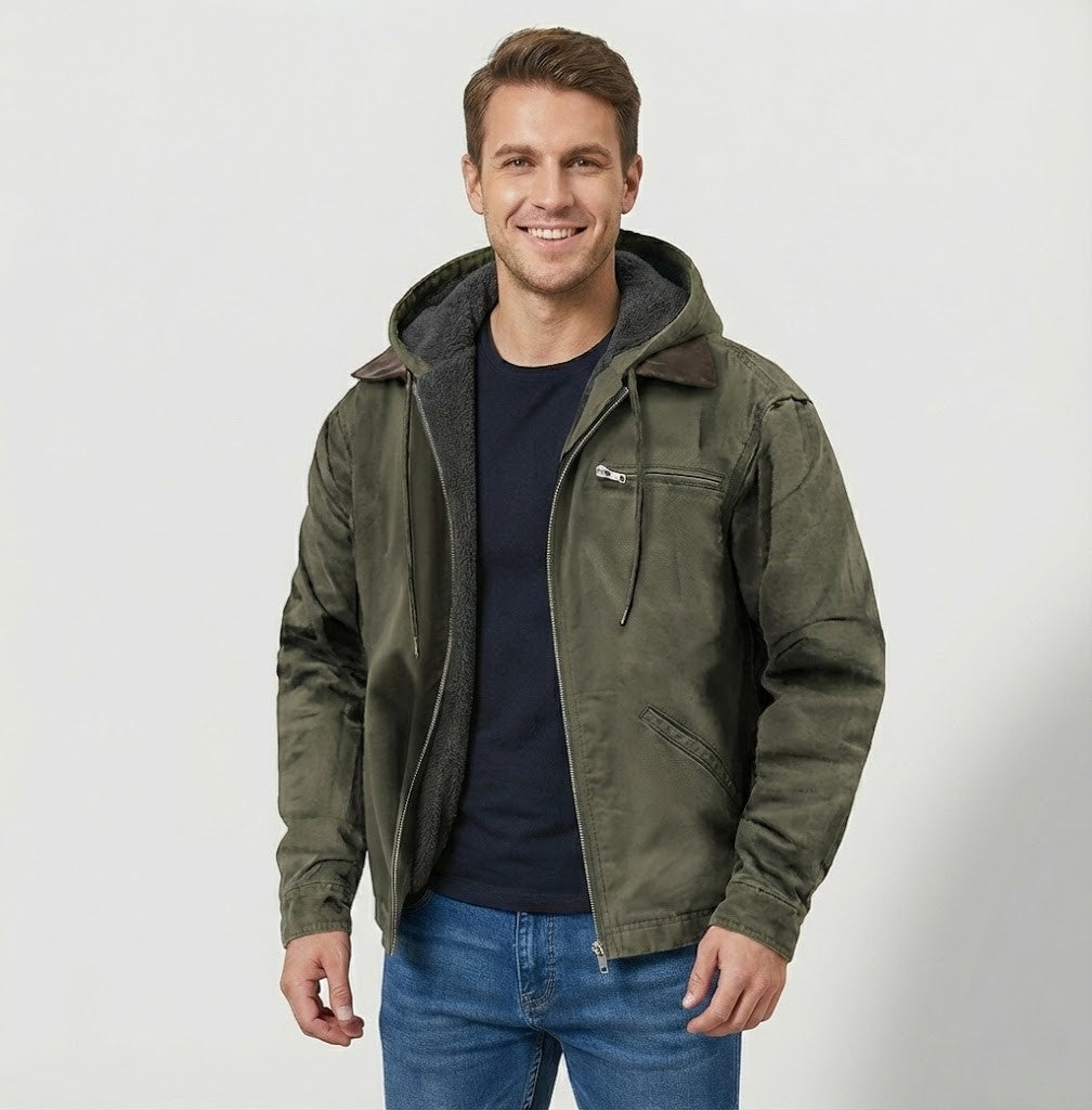 Riche | Giacca uomo con zip e cappuccio in pile