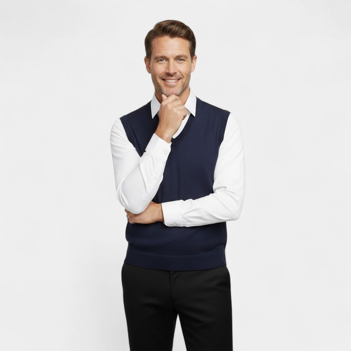 Ärmellose Baumwollweste Herren mit V-Ausschnitt – minimalistische Eleganz