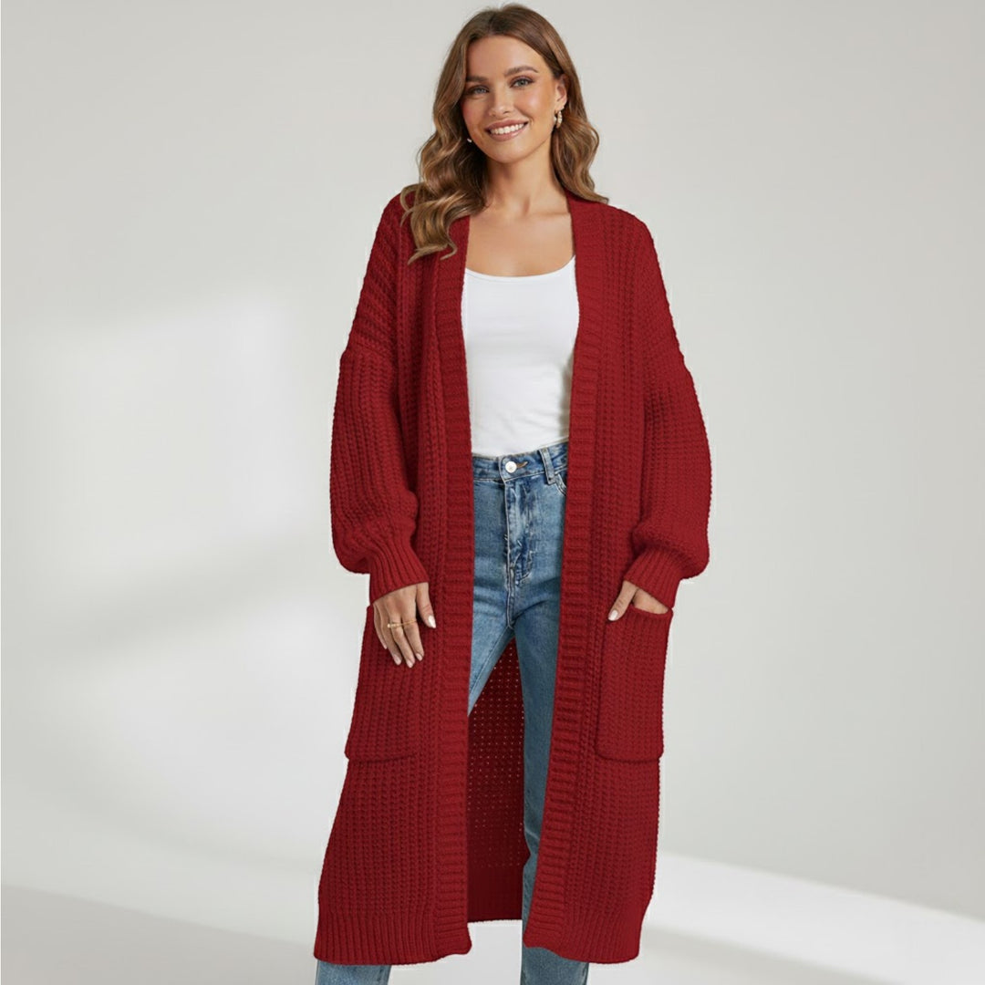 Riche | Damen langer Mantel aus Strickware