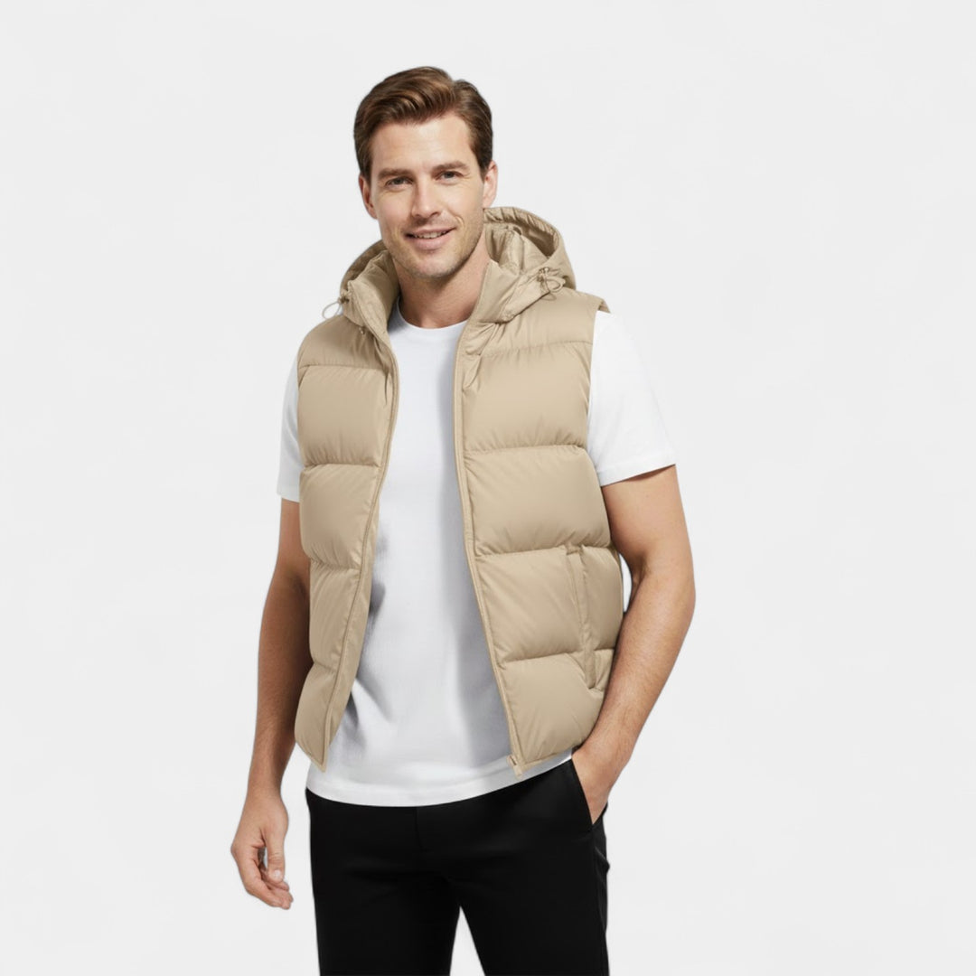 Gilet smanicato uomo cotone con cappuccio – Termico spesso casual