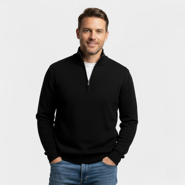 Herren Reißverschluss-Pullover aus Strick – minimalistischer Riviera Stil