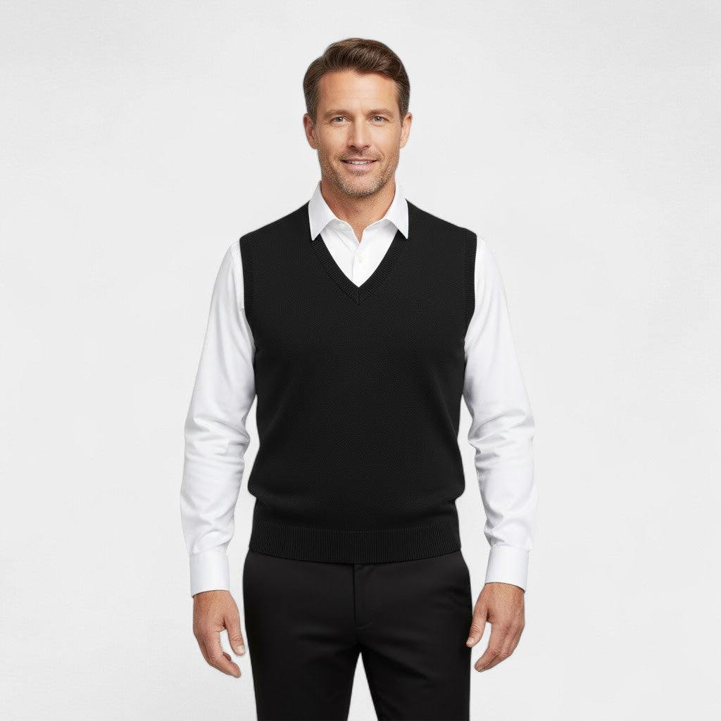Ärmellose Baumwollweste Herren mit V-Ausschnitt – minimalistische Eleganz