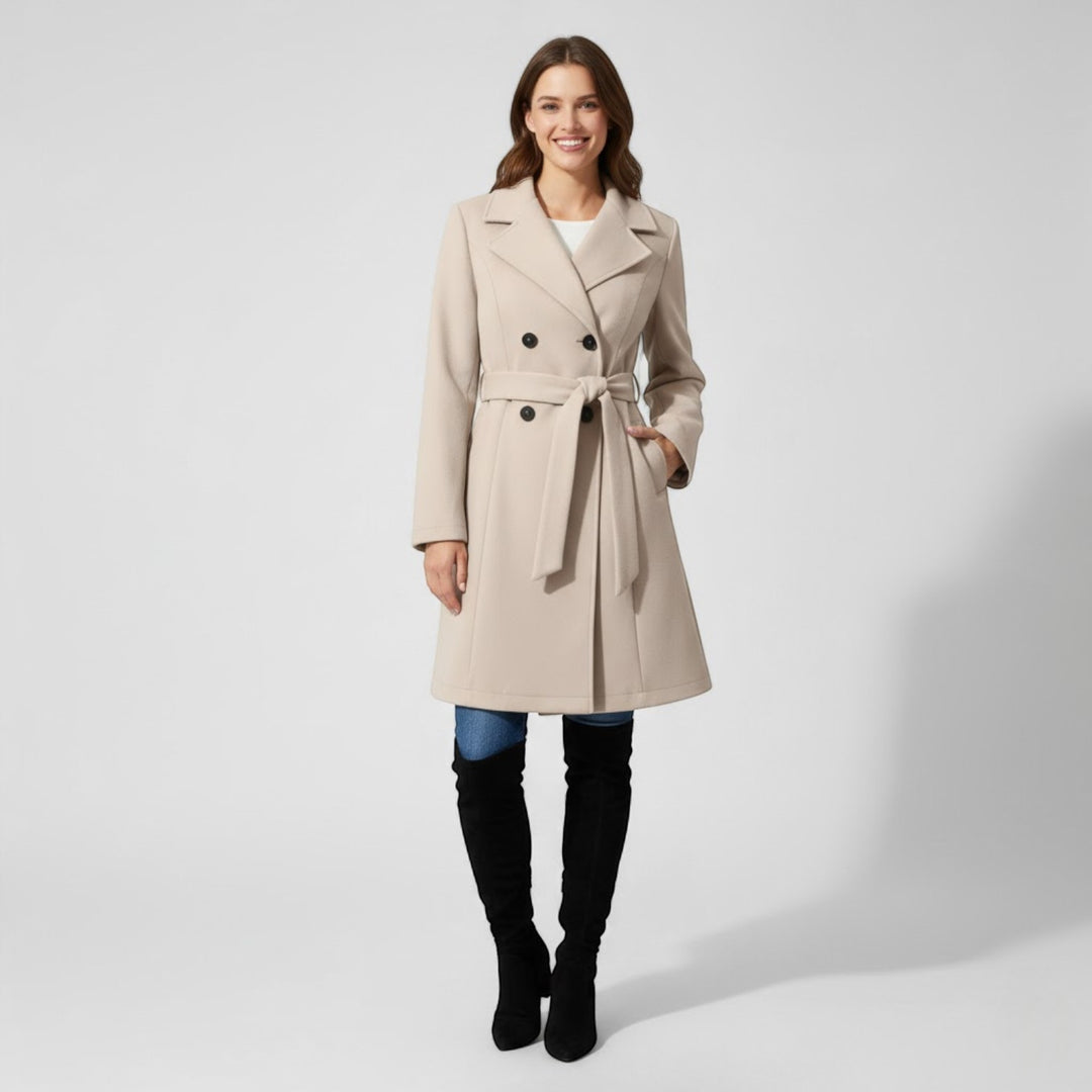 Riche | Damen langer Mantel aus eleganter, taillierter Wolle