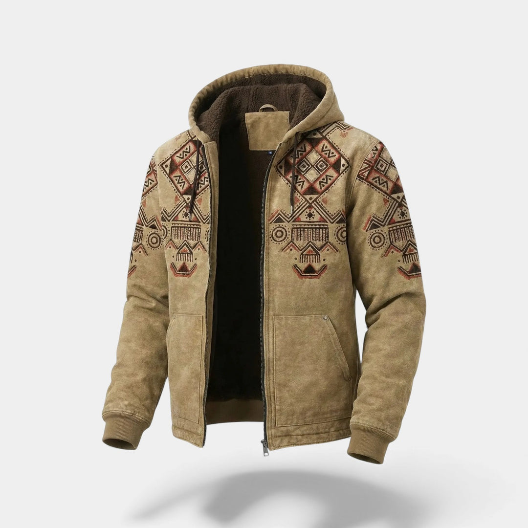 Riche | Cardigan uomo stampato retrò con fodera in pile