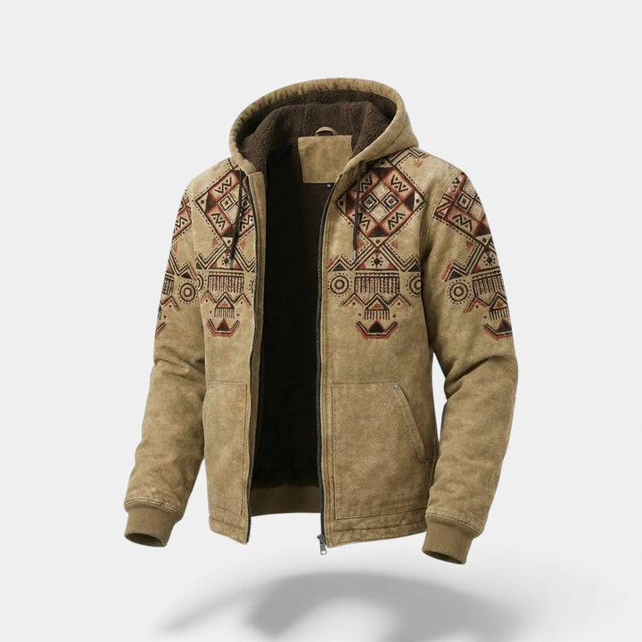 Riche | Cardigan uomo stampato retrò con fodera in pile