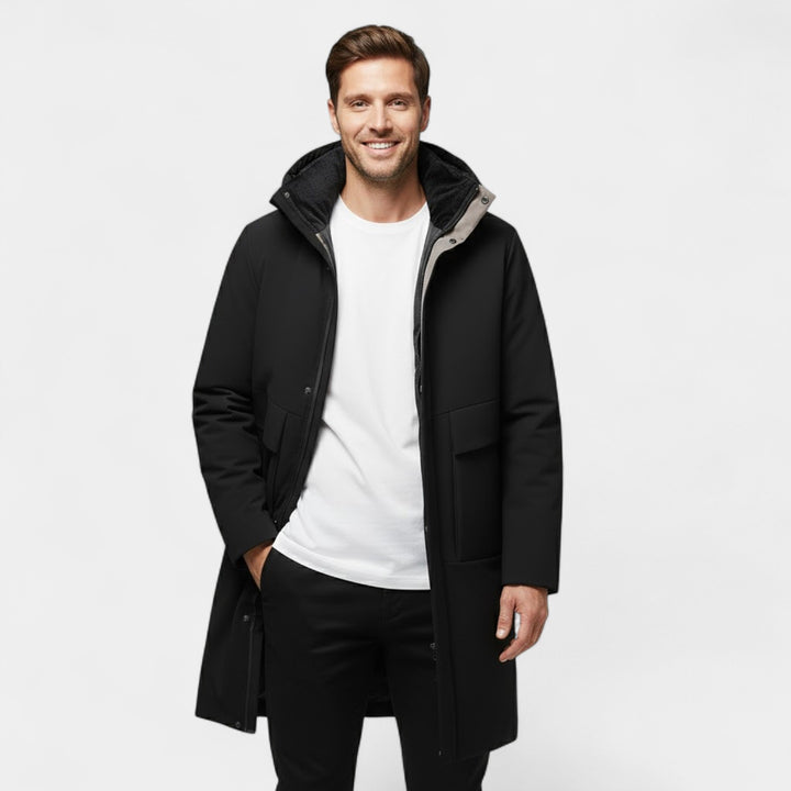Claire Mode | Giacca Uomo con Cappuccio – Cappotto Lungo Imbottito in Cotone