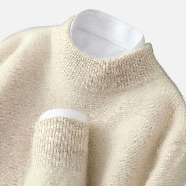 Pullover Herren Rollkragen Strick – Weite Passform | Gebürstete Wolle