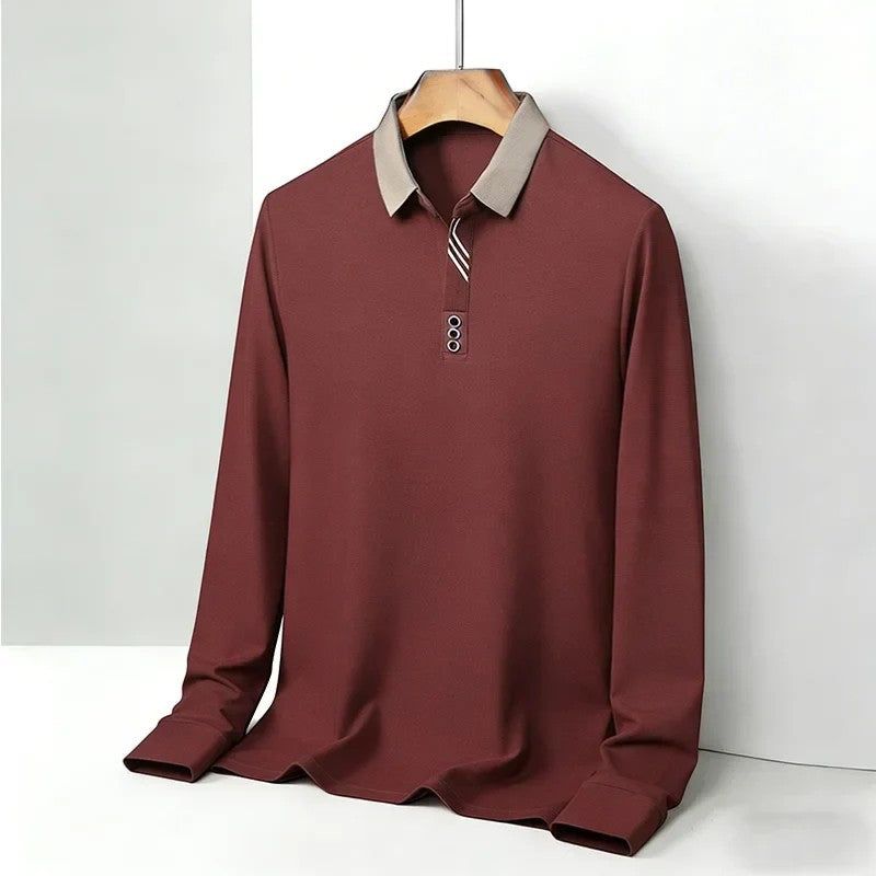 Polo uomo in cotone – Maniche lunghe collo classico