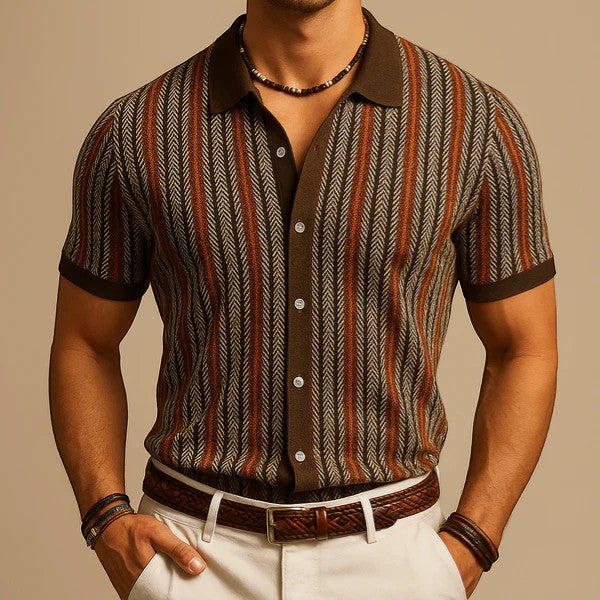 Herrenpolo aus Jacquard-Strick – Kurzarm, bequeme Passform