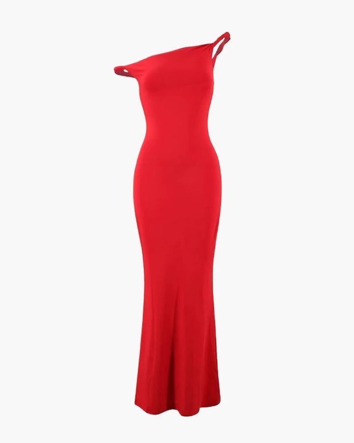 Bodycon-Kleid für Damen mit One-Shoulder aus elastischem Strick – Eleganter Maxischnitt