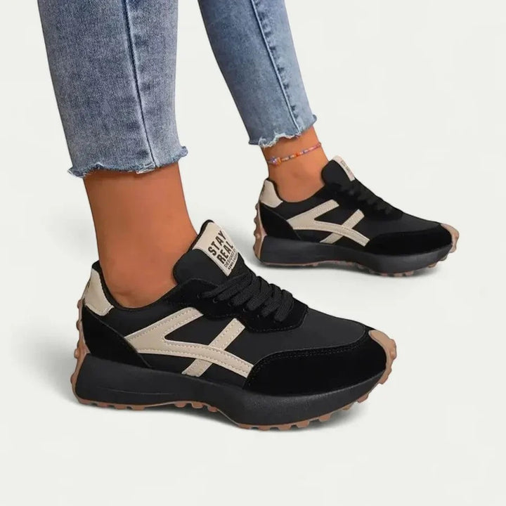 Damen-Casual-Sneaker aus Leder – flache Plateausohle