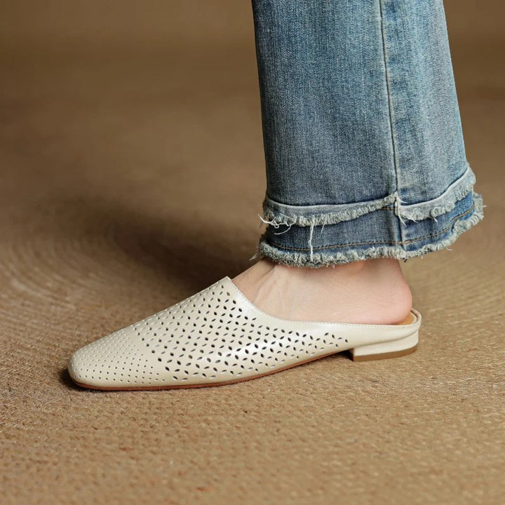 Damen Mules aus Leder – Geschlossene Spitze Normale Passform