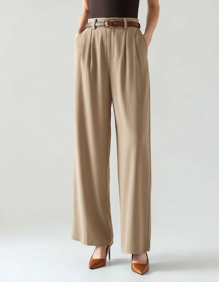 Damenweite High-Waist-Hose aus gewebtem Stoff – Schmeichelhafte Passform