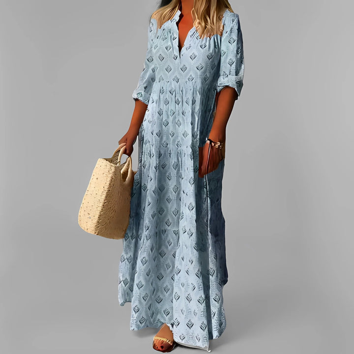 Damen-Langes Kleid aus leichtem Stoff – Fließender, legerer Schnitt