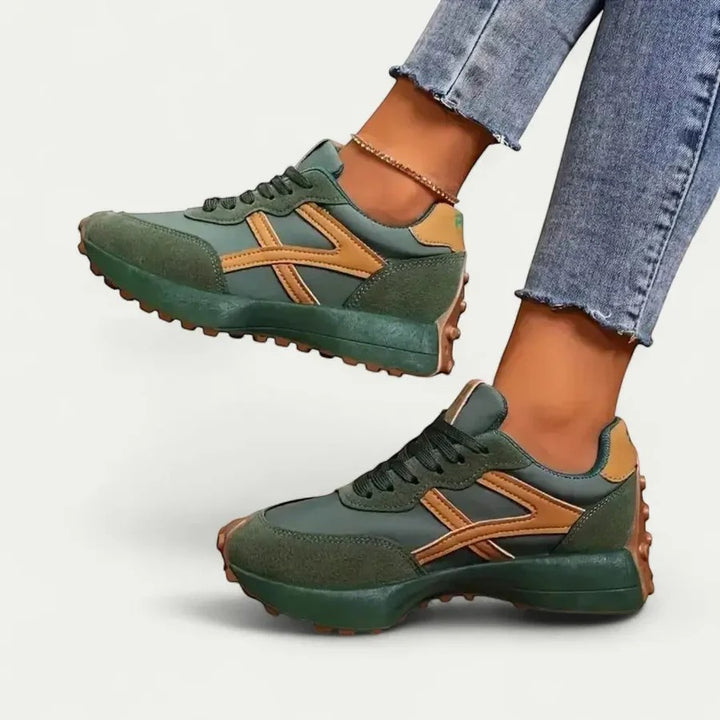 Damen-Casual-Sneaker aus Leder – flache Plateausohle