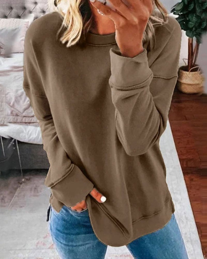 Pullover Damen Rundhalsausschnitt – Weite Passform | Weiches Fleecefutter