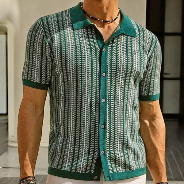 Herrenpolo aus Jacquard-Strick – Kurzarm, bequeme Passform