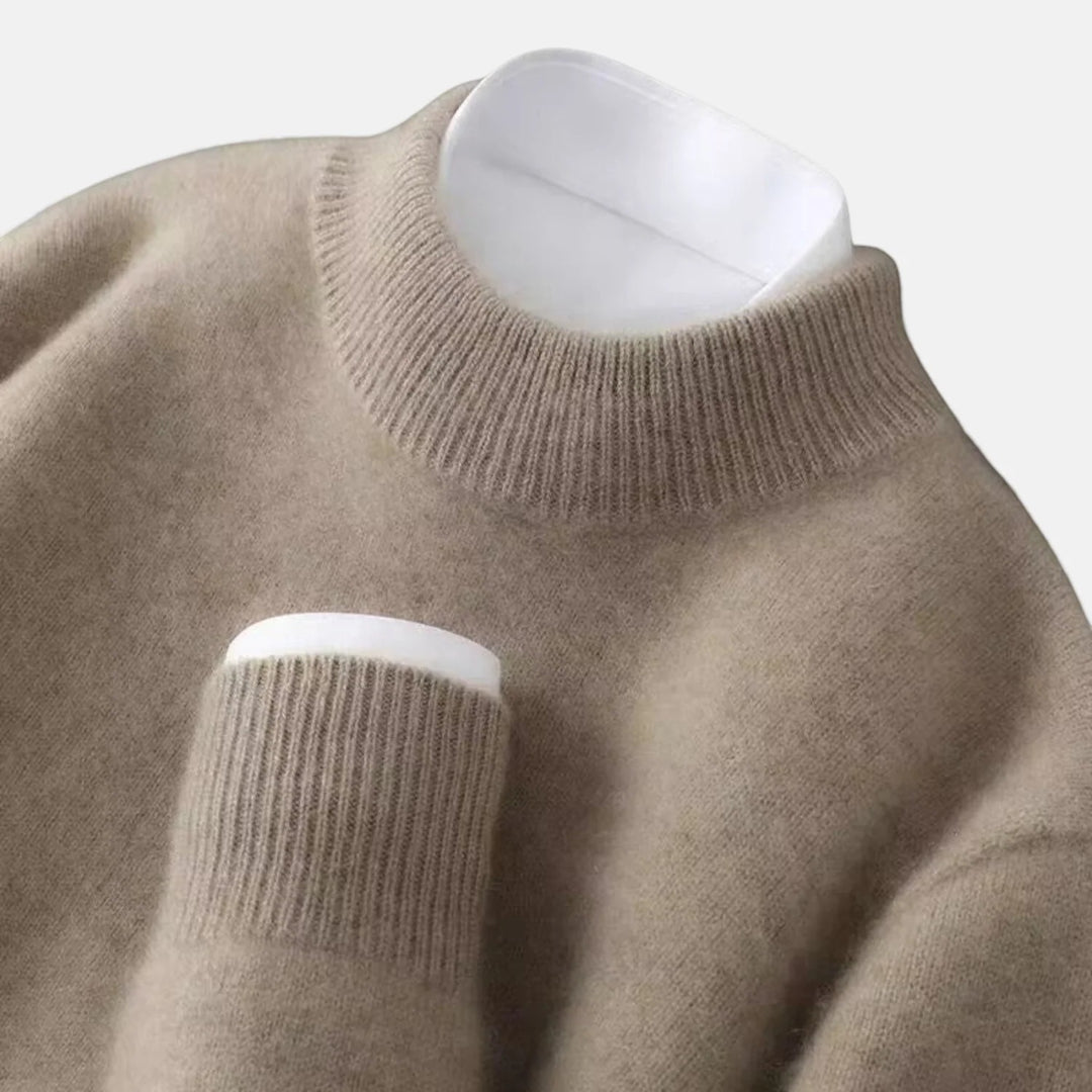 Pullover Herren Rollkragen Strick – Weite Passform | Gebürstete Wolle
