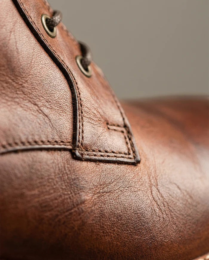 Herren-Stiefel aus Rindsleder mit Schnürsenkeln – Runde Spitze, Knöchelhalt