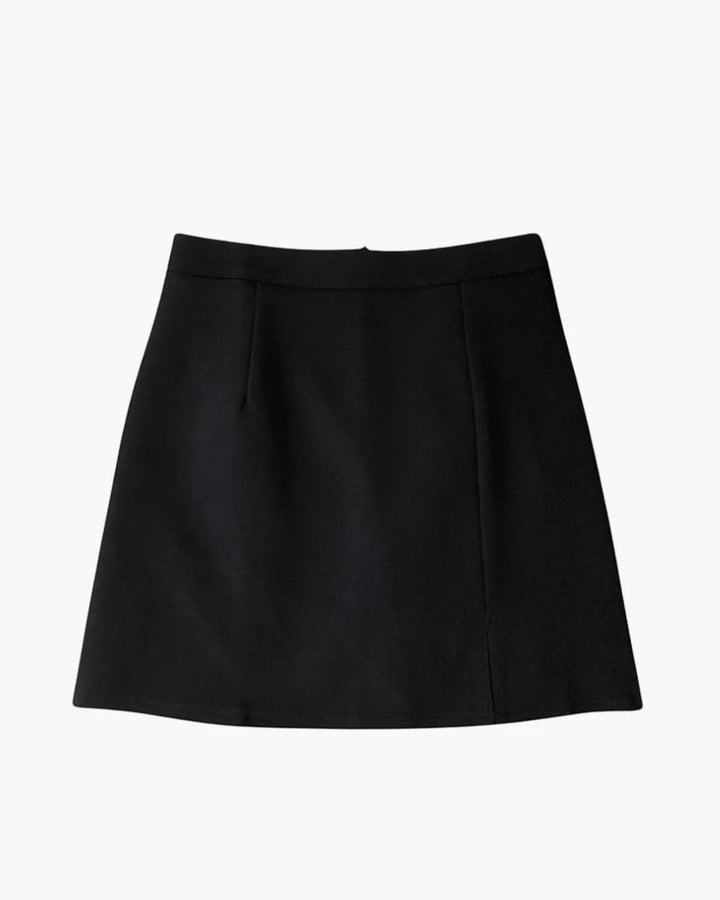 Damen Minirock in A-Linie aus Stoff – Hohe Taille mit Schlitz