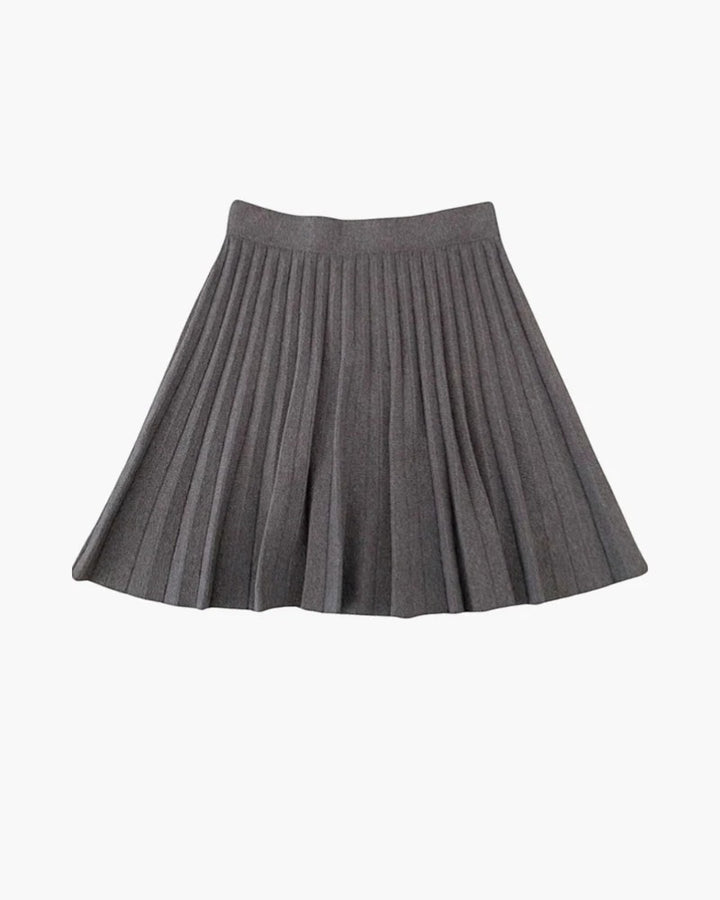 Damen plissierter Minirock aus Strick – Hohe Taille Glockenform