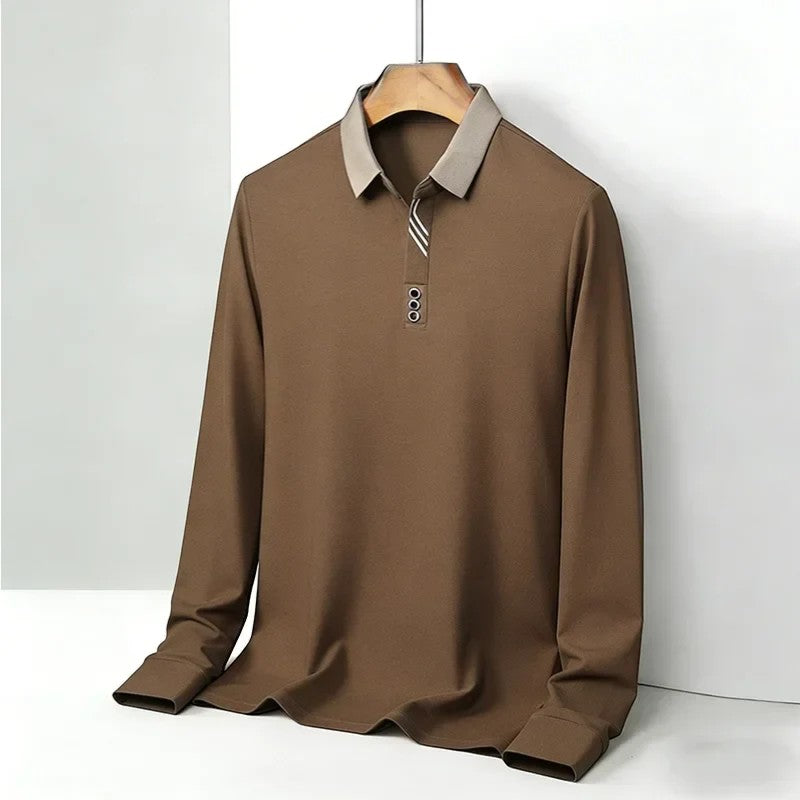 Polo uomo in cotone – Maniche lunghe collo classico