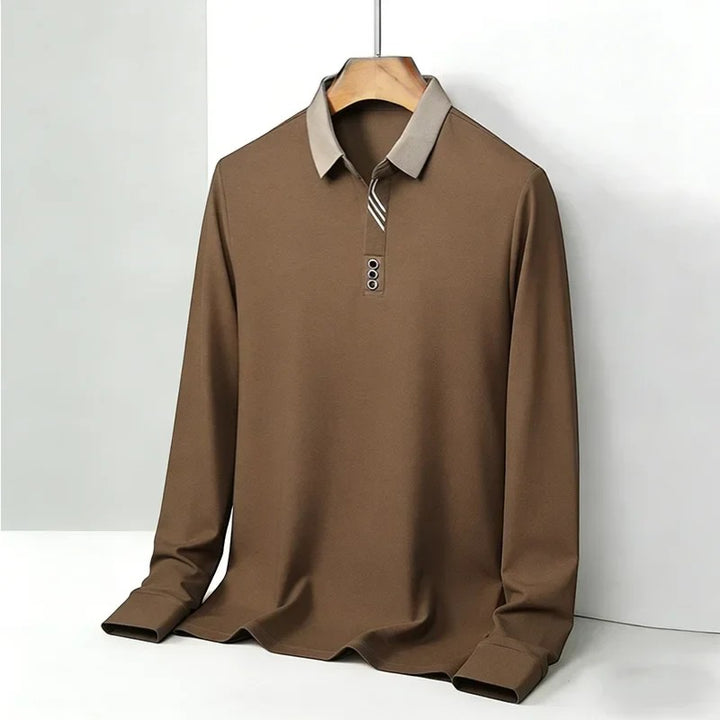 Polo uomo in cotone – Maniche lunghe collo classico