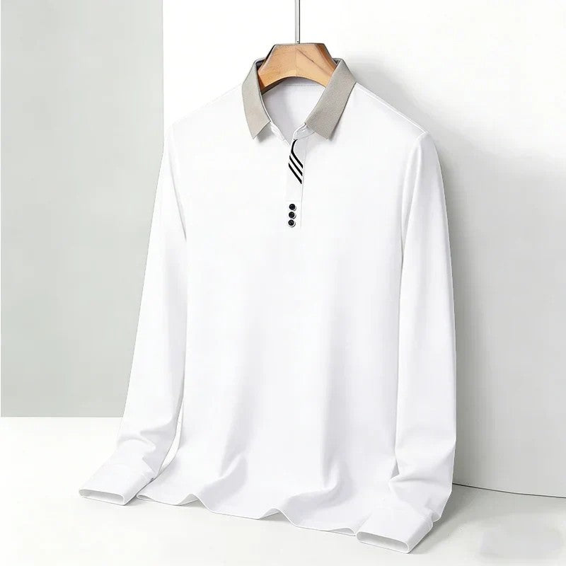 Polo uomo in cotone – Maniche lunghe collo classico