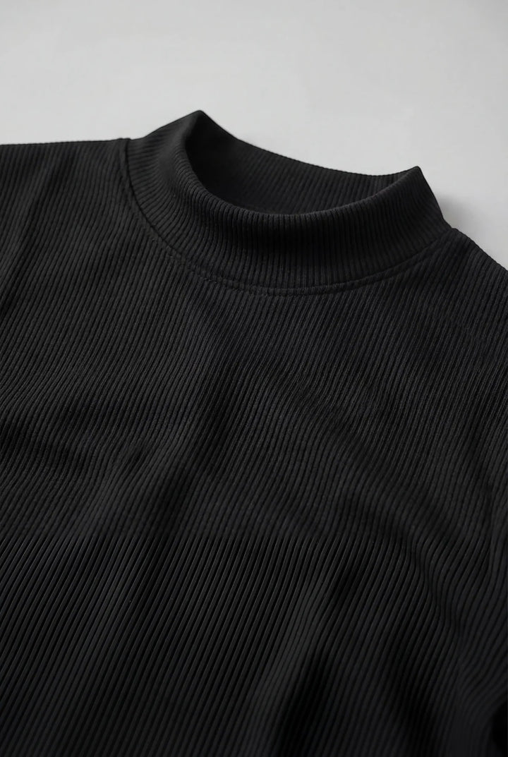Figurbetontes Stretch-T-Shirt für Herren – Slim Fit, gerippter Kragen