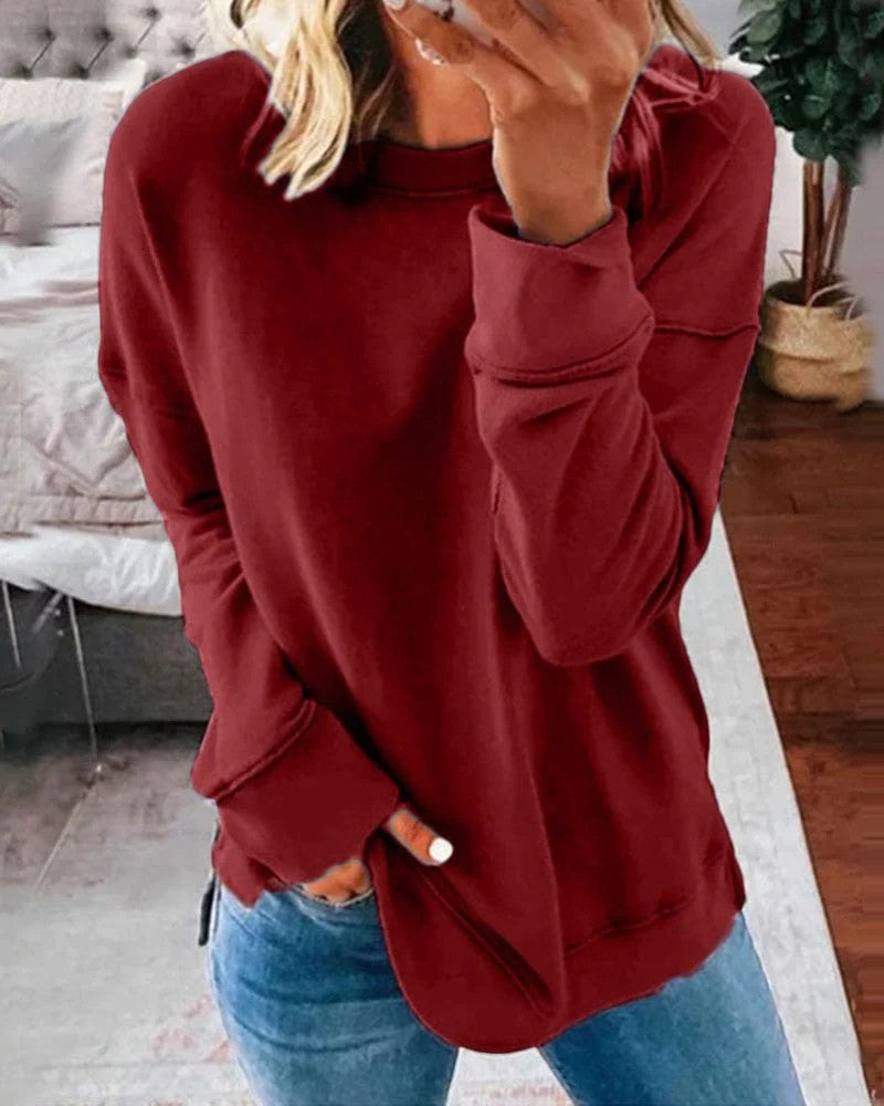 Pullover Damen Rundhalsausschnitt – Weite Passform | Weiches Fleecefutter