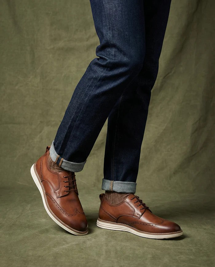 Herren-Lederschuhe ohne Schnürsenkel – Runde Spitze, strukturierte Passform