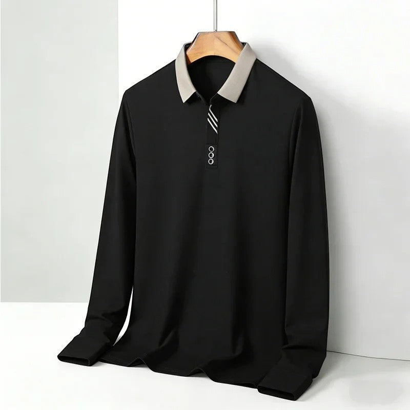 Polo uomo in cotone – Maniche lunghe collo classico