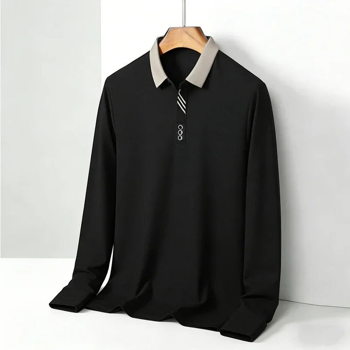 Polo uomo in cotone – Maniche lunghe collo classico