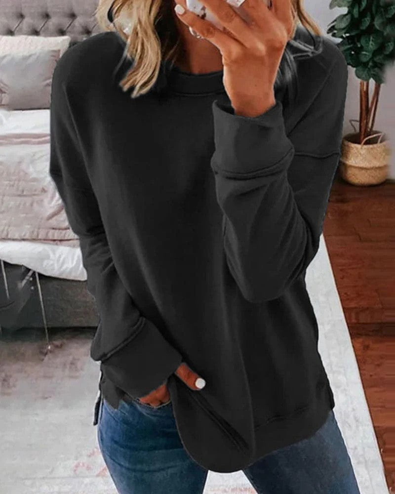 Pullover Damen Rundhalsausschnitt – Weite Passform | Weiches Fleecefutter
