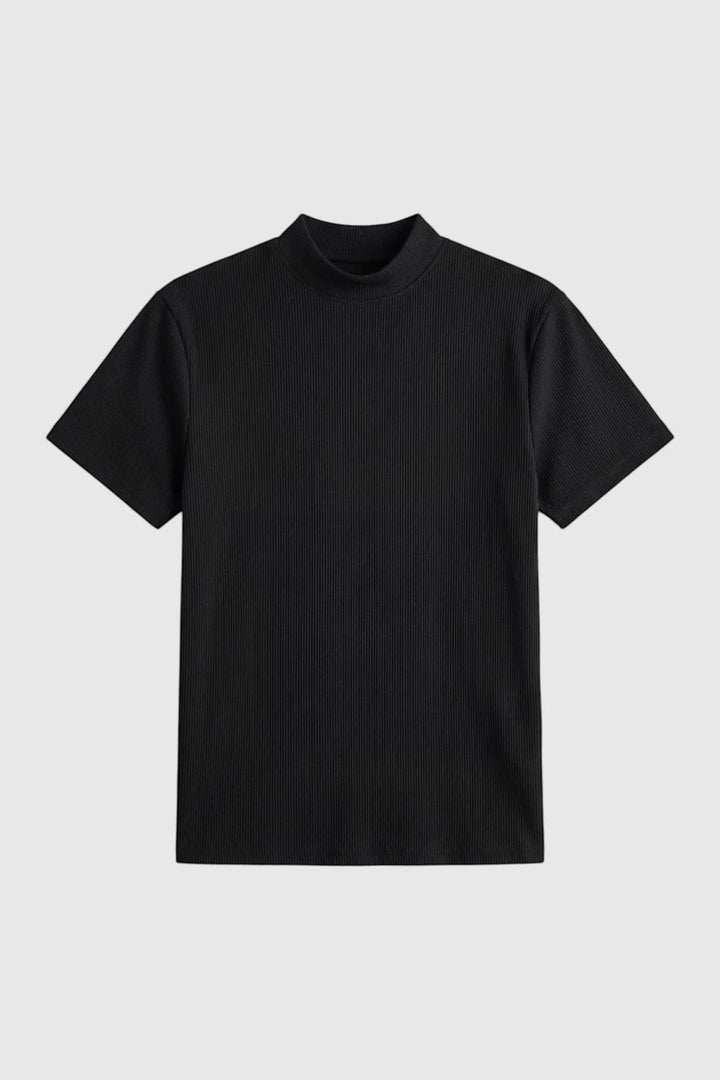 Figurbetontes Stretch-T-Shirt für Herren – Slim Fit, gerippter Kragen