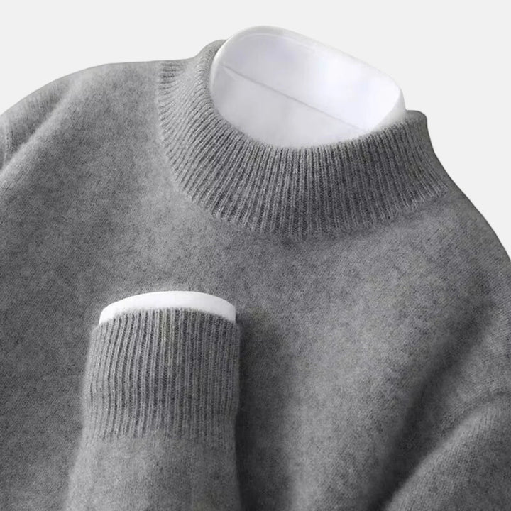 Pullover Herren Rollkragen Strick – Weite Passform | Gebürstete Wolle