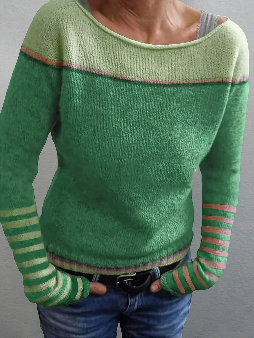 Claire Mode | Damenpullover aus weichem, gestreiftem Strick