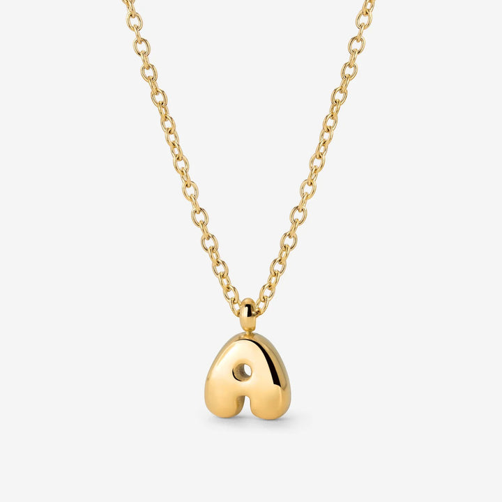 Collana Iniziale Placcata Oro per Donna – Ciondolo Lettera Bubble