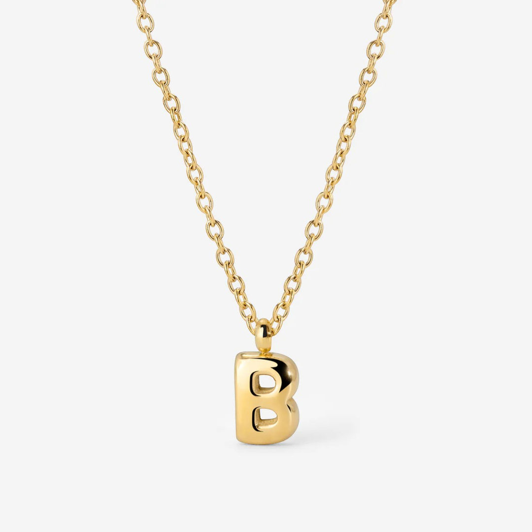 Collana Iniziale Placcata Oro per Donna – Ciondolo Lettera Bubble