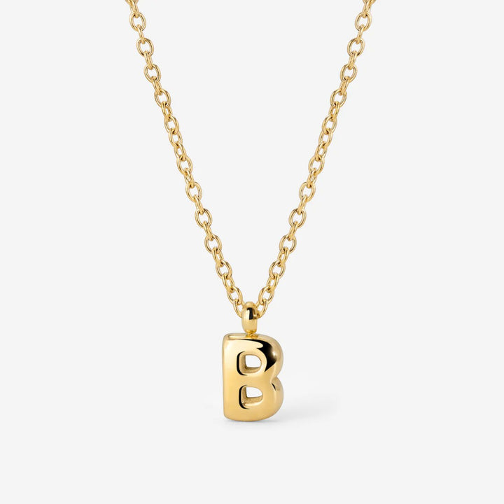 Collana Iniziale Placcata Oro per Donna – Ciondolo Lettera Bubble