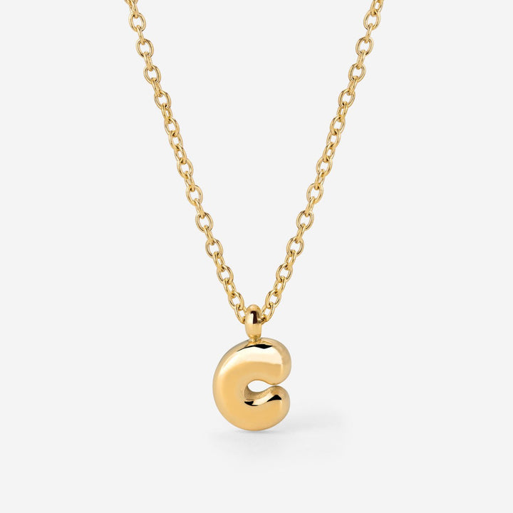Collana Iniziale Placcata Oro per Donna – Ciondolo Lettera Bubble