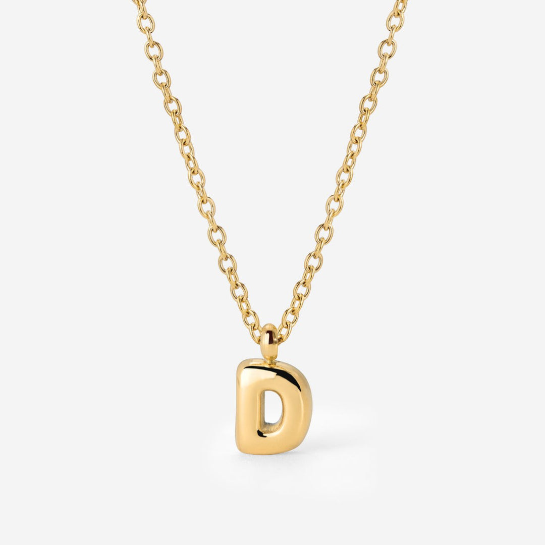 Collana Iniziale Placcata Oro per Donna – Ciondolo Lettera Bubble