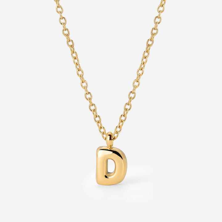 Collana Iniziale Placcata Oro per Donna – Ciondolo Lettera Bubble