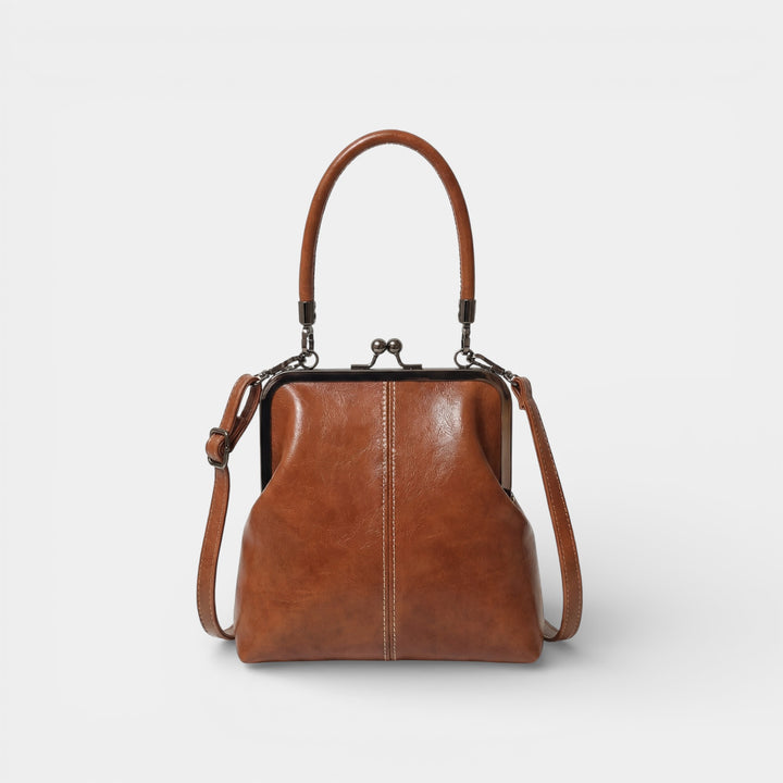 Borsa kiss-lock in pelle per donna – Chiusura retrò