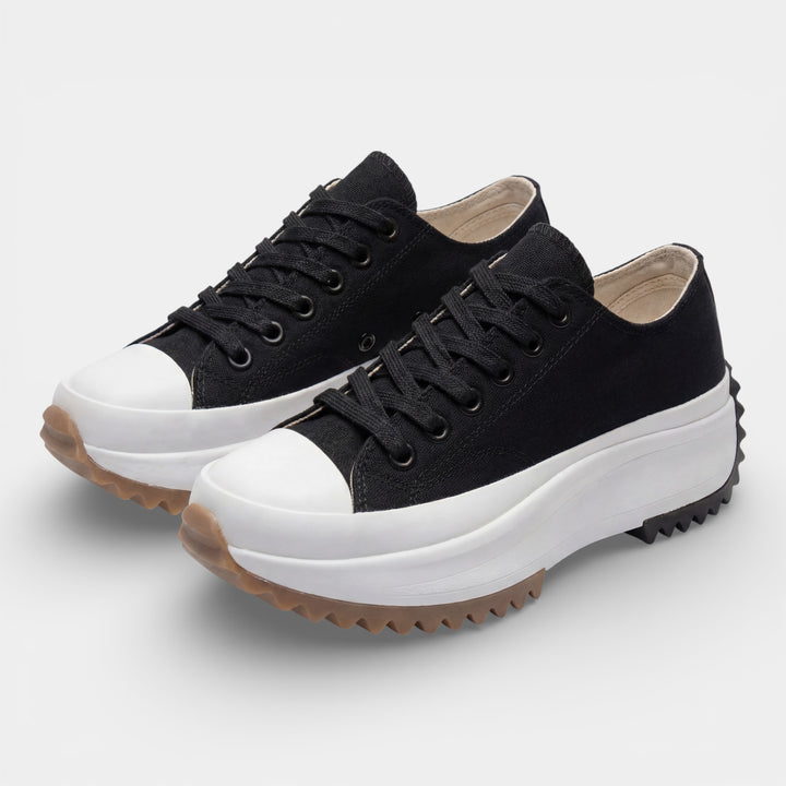 Damen Plateau-Sneaker aus Canvas – Gepolsterte Schnürpassform