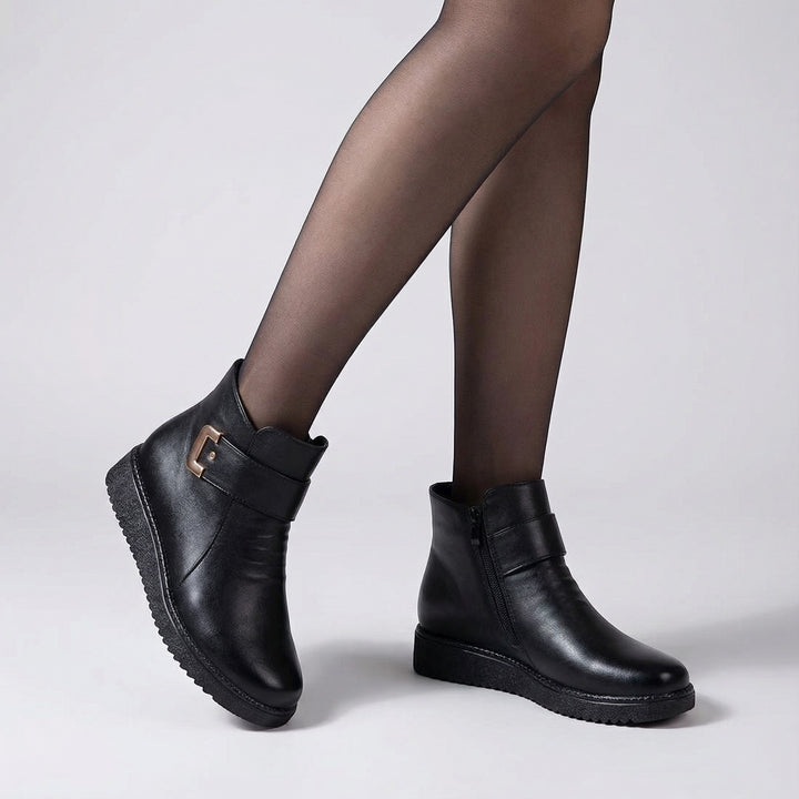 Claire Mode | Damen Keilstiefeletten mit Lederoptik