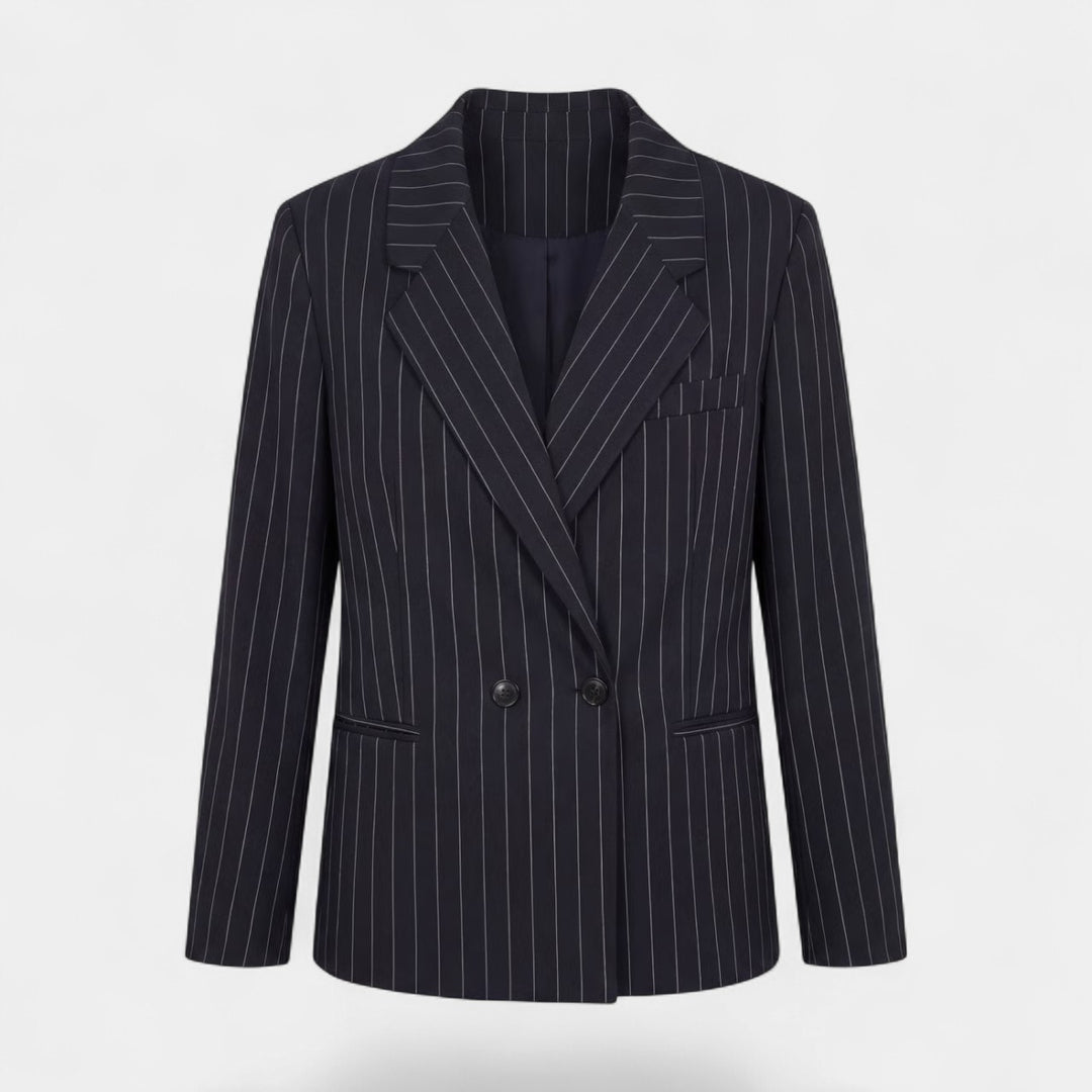 Blazer femme croisé en tissu – Coupe structurée à rayures fines