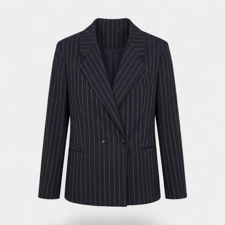 Blazer femme croisé en tissu – Coupe structurée à rayures fines