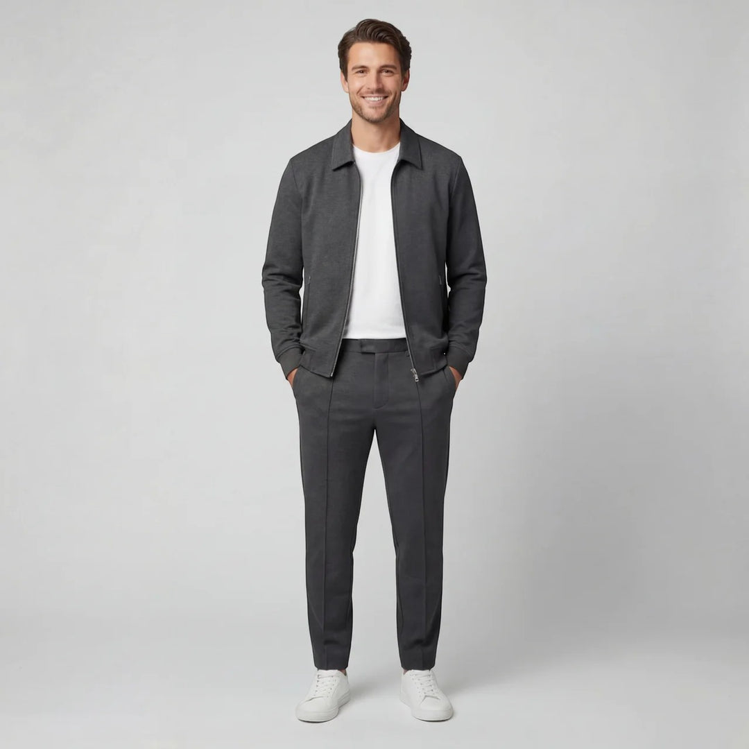 Herren Jacken- und Hosen-Set aus Baumwollmischung – Slim Fit